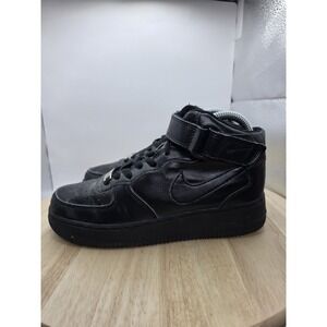Women's Sz 6.5 - NIKE Air Force 1 -Mid Triple Black Sneakers‎ Shoes - 315123-001